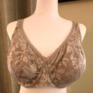 Like new (no tag) Bali Floral Lace Bra in Taupe